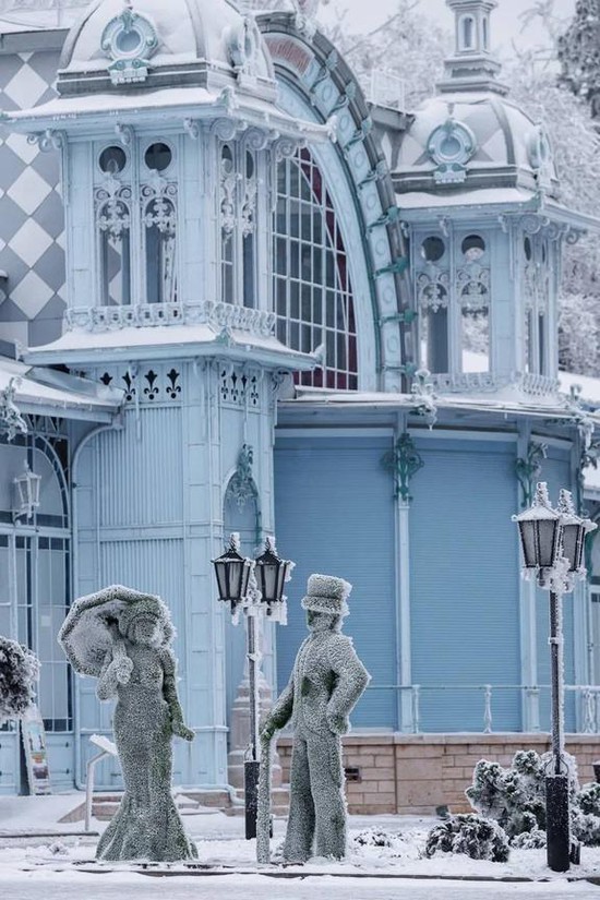 Зимняя сказка в Железноводске. Фото из телеграм-канала Евгений Бакулина