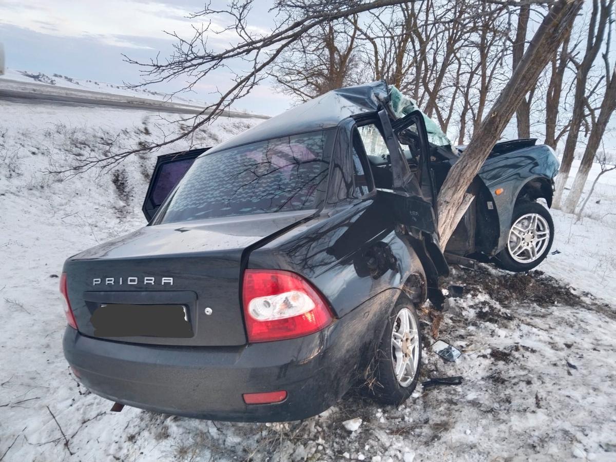 В Ипатовском округе водитель «Приоры» на высокой скорости въехал в дерево