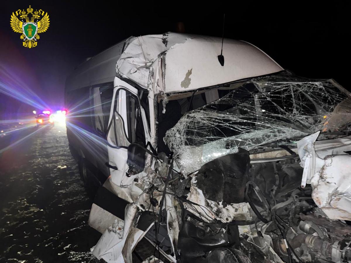 Рейсовый микроавтобус врезался в грузовик на Ставрополье, пострадали пассажиры