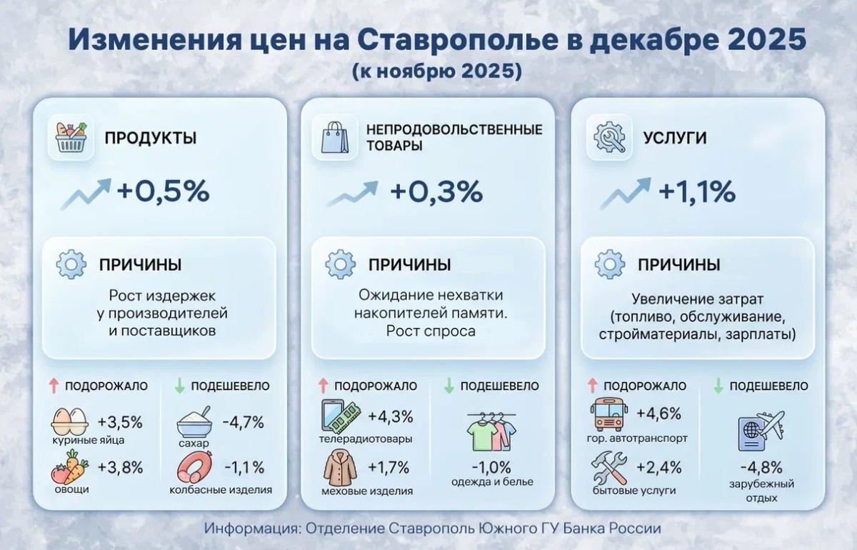 Декабрьские взлёты и падения цен на Ставрополье