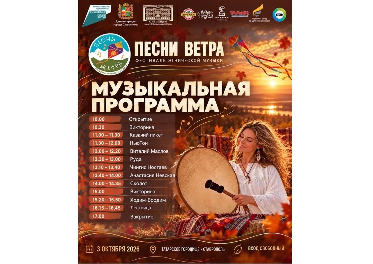 Игры, мастер-классы и музыка ждут гостей фестиваля «Песни ветра» в Ставрополе
