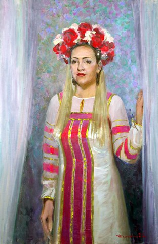 Для портрета «Весна» художнику Владимиру Баженову  позировала Ирина Некрасова.
