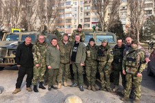 Владимир Владимиров и Иван Ульянченко с бойцами в Херсонской области